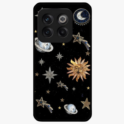 Beaded Cosmic Dreams Glass Case for 1+10T front view featuring celestial bead inspired cosmic artwork