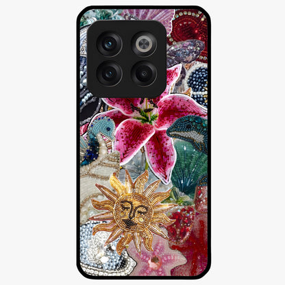 Beaded Garden Fantasy Glass Case for 1+10T front view featuring colorful beaded floral garden artwork