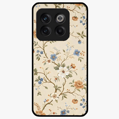 Beige Vintage Flower Glass Case for 1+10T soft front view featuring classic beige floral artwork