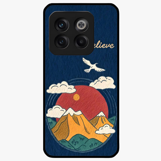 Believe Sky Escape Glass Case for 1+10T inspirational front view featuring sky inspired artwork with uplifting message