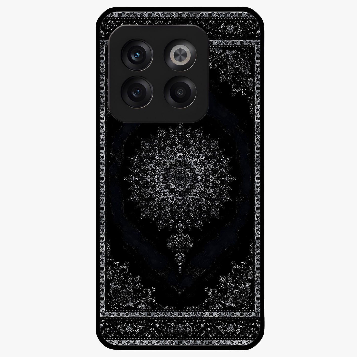Black Persian Carpet Glass Case for 1+10T rich front view featuring intricate Persian carpet pattern artwork