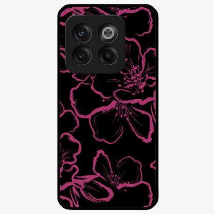 Black Violet Sketch Garden Glass Case for 1+10T artistic front view featuring violet floral sketch artwork