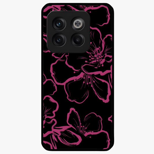 Black Violet Sketch Garden Glass Case for 1+10T artistic front view featuring violet floral sketch artwork