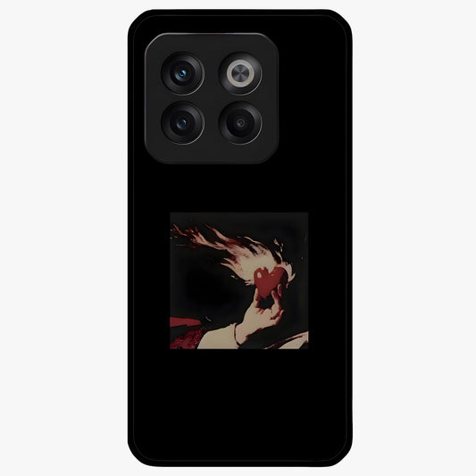 Blazing Heart Faith Glass Case for 1+10T showing full back design in clean flat view with fiery heart artwork and glossy glass finish.