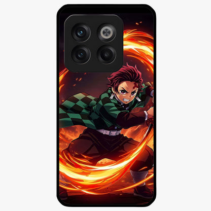 Blazing Sword Resolve Glass Case for 1+10T showing full back design in clean flat view with blazing sword artwork and glossy glass finish.