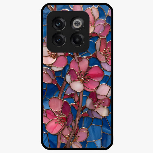 Blush Bloom Glass Case for 1+10T soft front view featuring pastel blush floral artwork