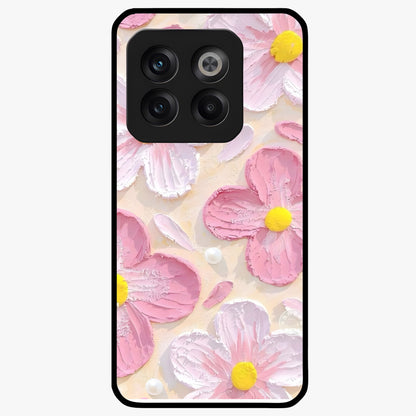 Blush Bloom Texture Glass Case for 1+10T artistic front view featuring textured floral blush artwork