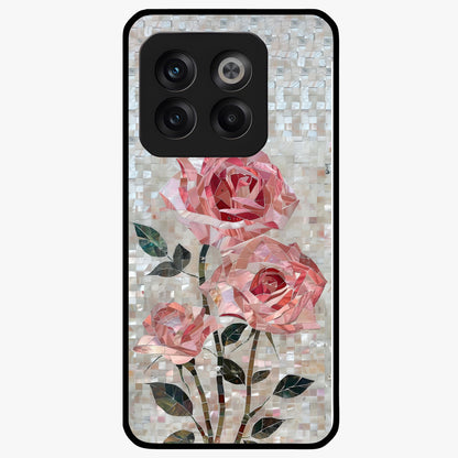 Blush Luxe Bloom Glass Case for 1+10T luxurious front view featuring refined blush floral artwork