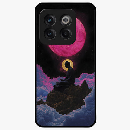 Buddha and Planets Glass Case for 1+10T serene front view featuring Buddha artwork with cosmic planetary background