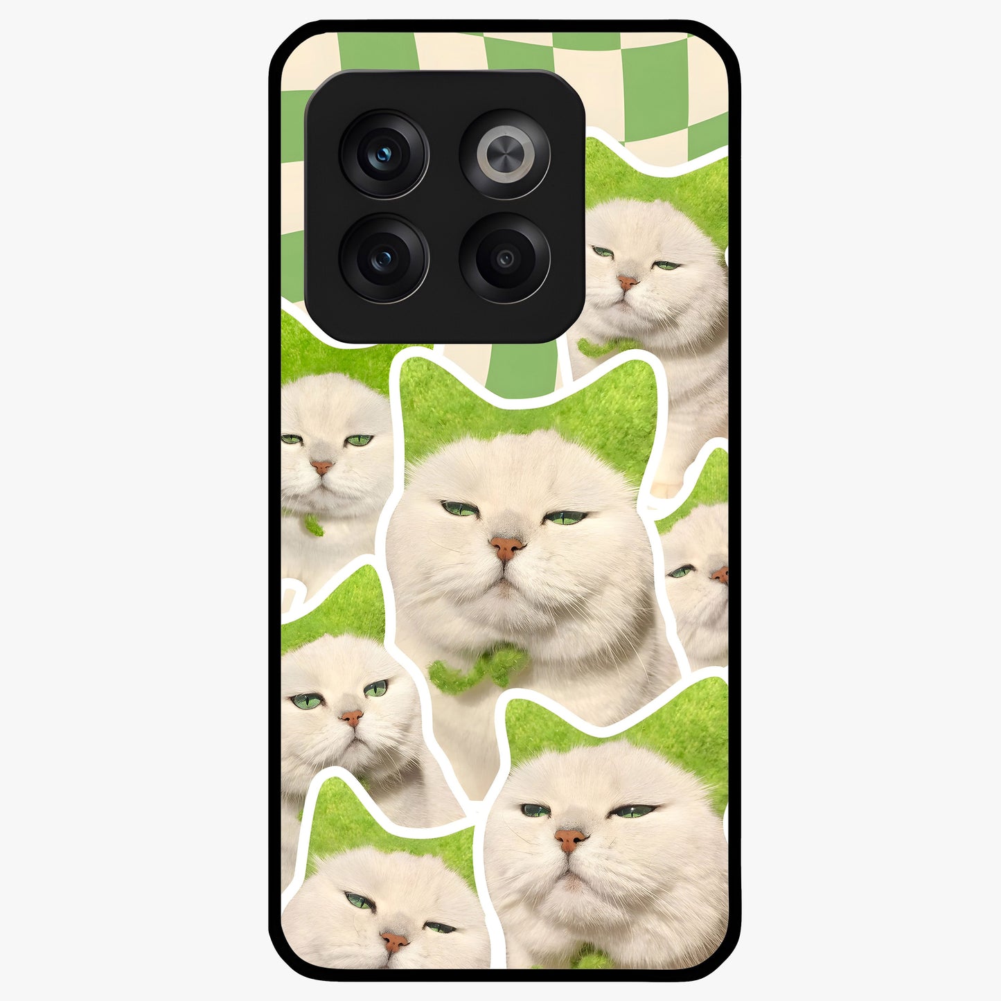 Cats Ethereal Bloom Glass Case for 1+10T artistic front view featuring cat illustration with soft floral bloom accents