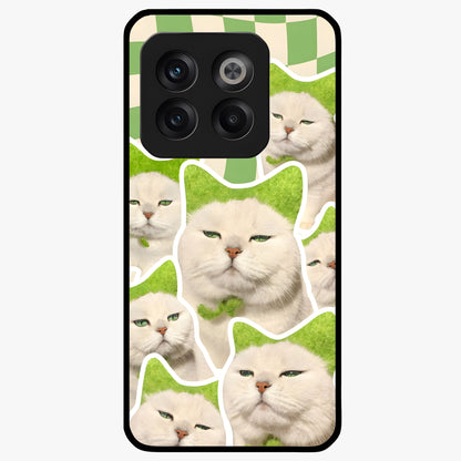 Cats Ethereal Bloom Glass Case for 1+10T artistic front view featuring cat illustration with soft floral bloom accents