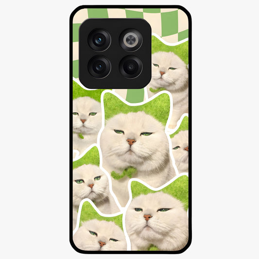 Cats Ethereal Bloom Glass Case for 1+10T artistic front view featuring cat illustration with soft floral bloom accents