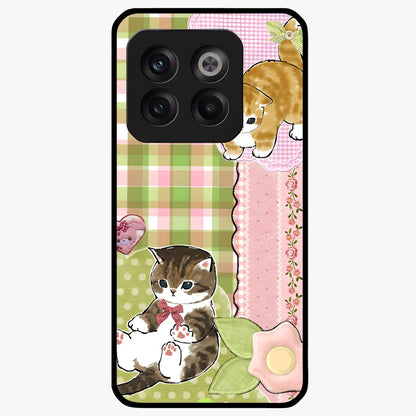 Cats Sweet Button Glass Case for 1+10T adorable front view featuring cute cat artwork with sweet pastel tones