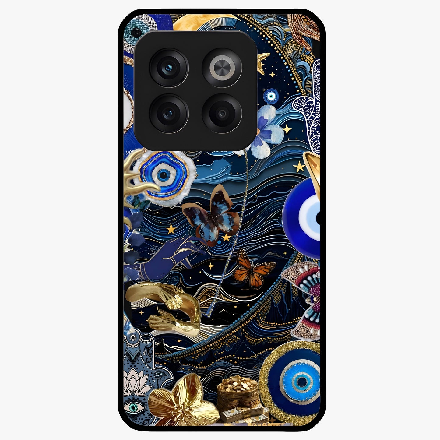 Celestial Blessing Shield Glass Case for 1+10T spiritual front view featuring protective celestial symbol artwork