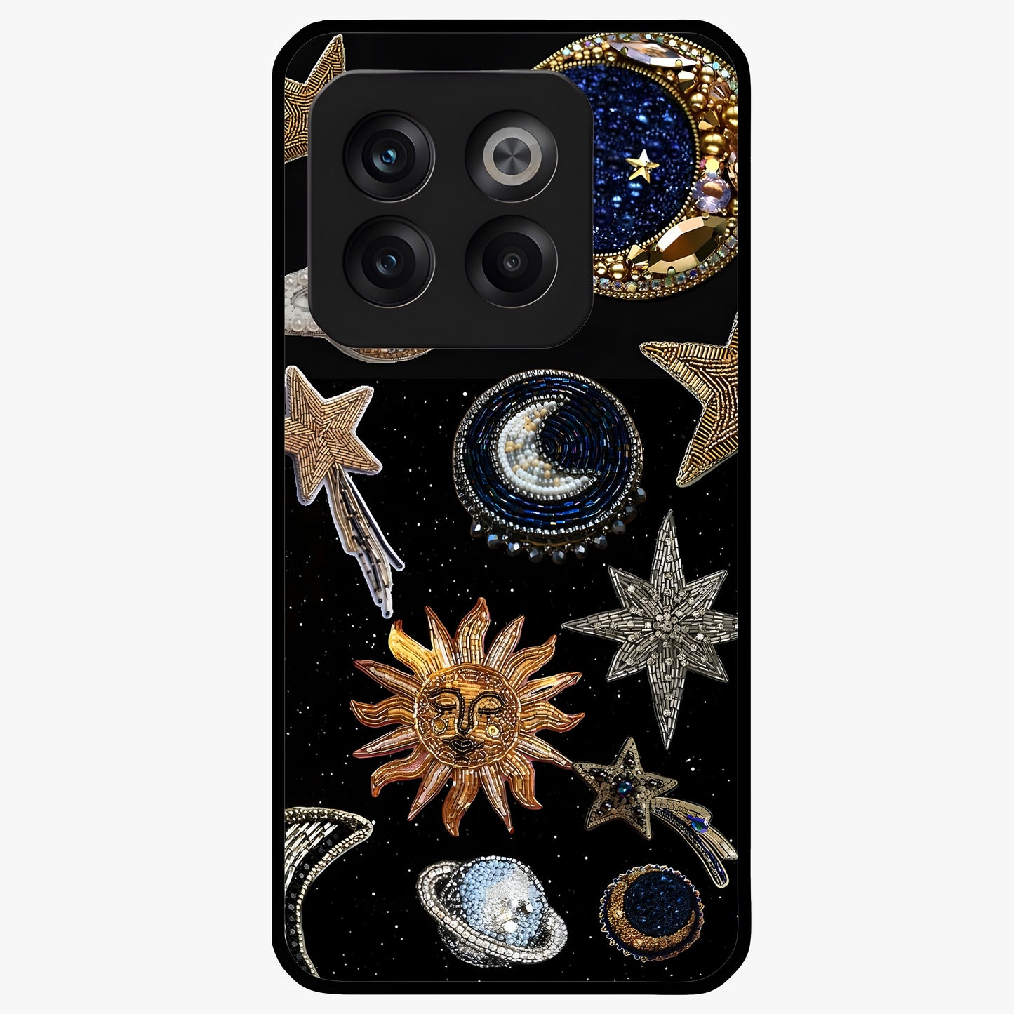 Celestial Gem Constellations Glass Case for 1+10T elegant front view featuring gemstone inspired constellation artwork