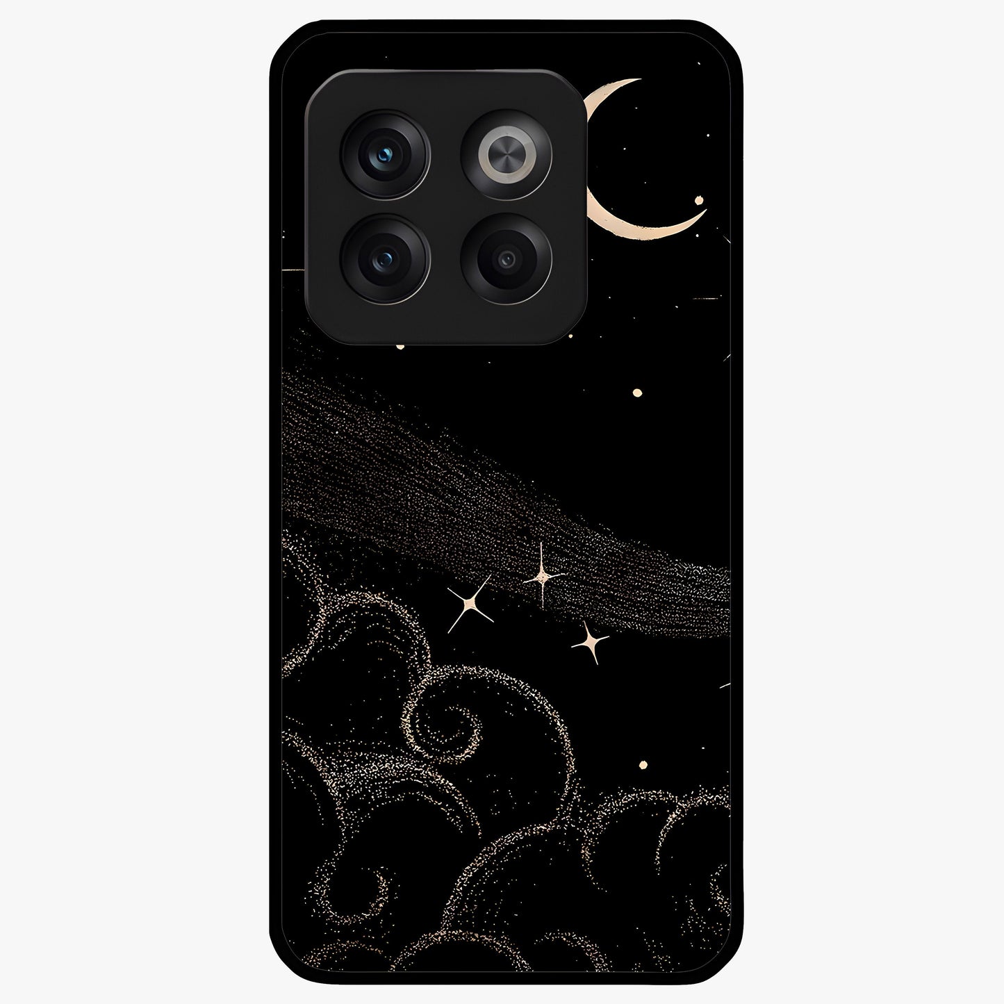 Celestial Midnight Veil Glass Case for 1+10T dramatic front view featuring deep midnight sky artwork