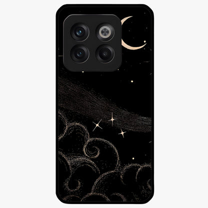 Celestial Midnight Veil Glass Case for 1+10T dramatic front view featuring deep midnight sky artwork