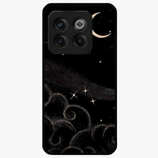Celestial Midnight Veil Glass Case for 1+10T dramatic front view featuring deep midnight sky artwork