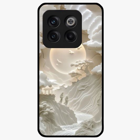 Celestial Origami Glass Case for 1+10T artistic front view featuring folded origami inspired cosmic artwork