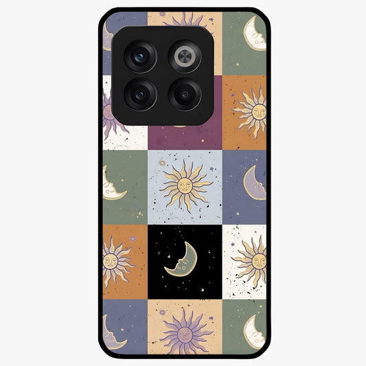 Celestial Patchwork Dreams Glass Case for 1+10T dreamy front view featuring patchwork style cosmic artwork