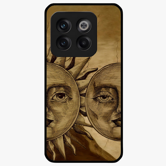 Celestial Relic Glow Glass Case for 1+10T mystical front view featuring ancient relic inspired cosmic artwork