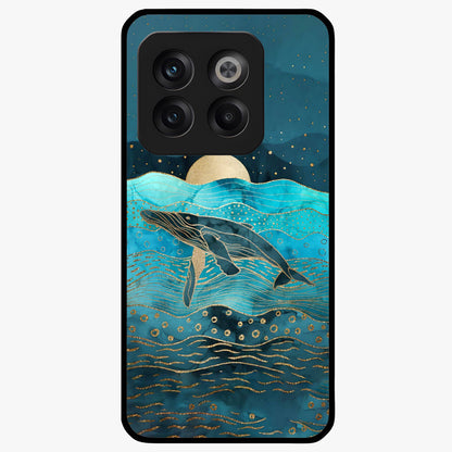 Celestial Whale Voyage Glass Case for 1+10T dreamy front view featuring whale artwork against cosmic sky backdrop