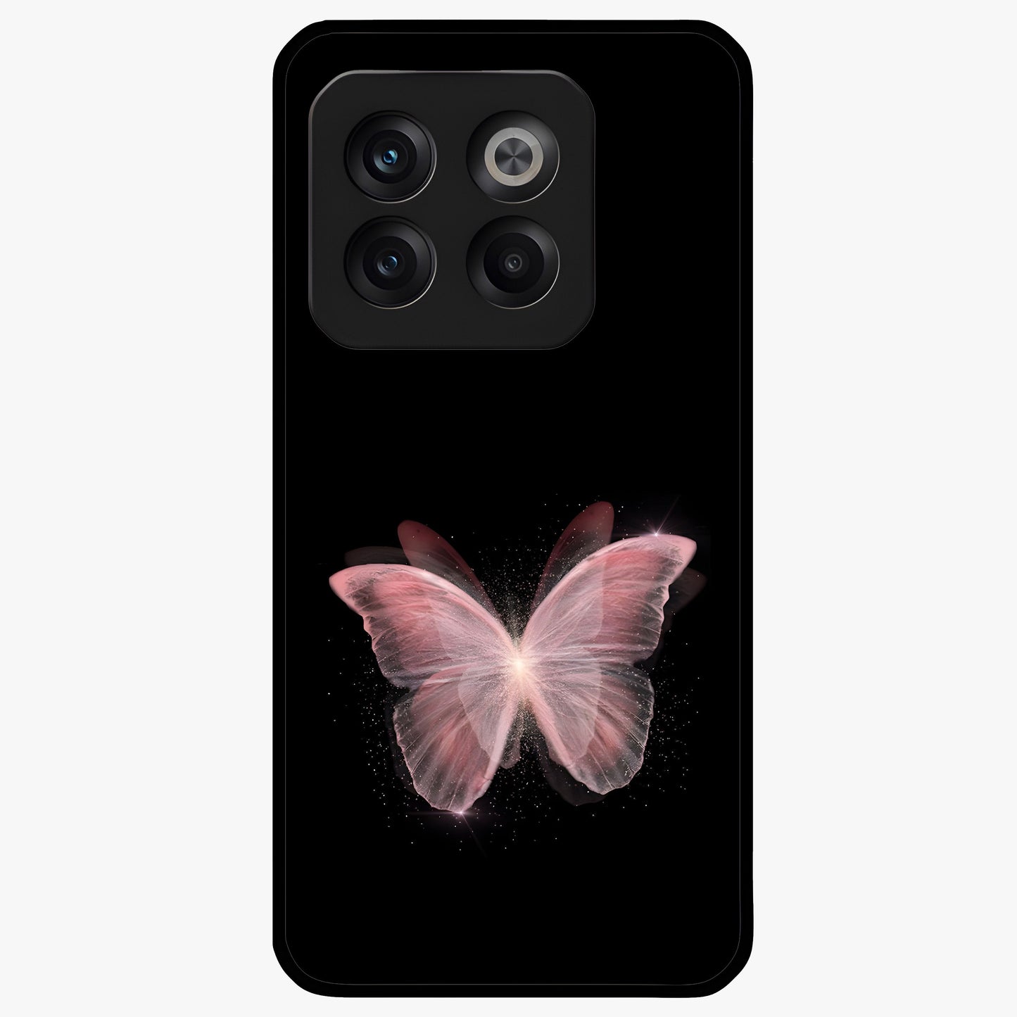 Celestial Wings Butterfly Glass Case for 1+10T elegant front view featuring butterfly artwork with cosmic accents