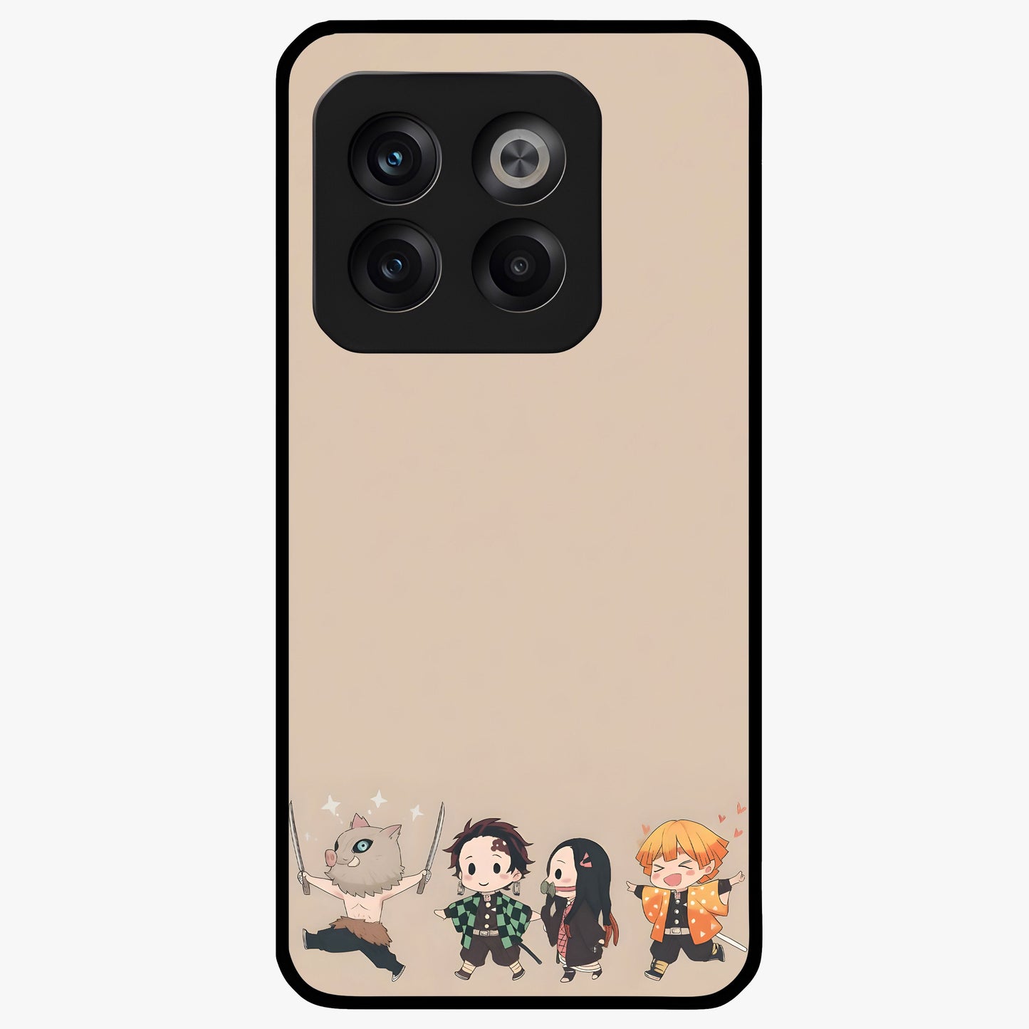 Chibi Demon Squad Glass Case for 1+10T playful front view featuring chibi style character artwork