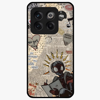 City Dream Sketch Glass Case for 1+10T showing full back design in clean flat view with artistic city sketch artwork and glossy glass finish.