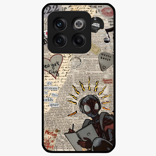 City Dream Sketch Glass Case for 1+10T showing full back design in clean flat view with artistic city sketch artwork and glossy glass finish.