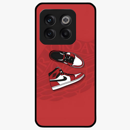 Classic Sneaker Float Glass Case for 1+10T showing full back design in clean flat view with floating sneaker artwork and glossy glass finish.