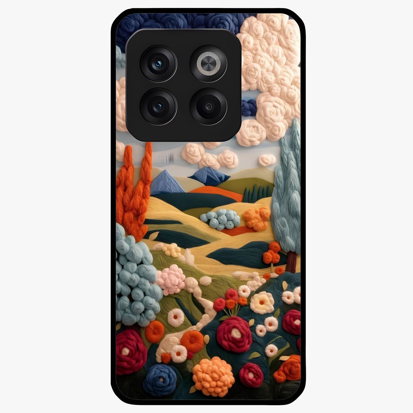 Cloud Cotton Meadows Printed Glass Case for 1+10T soft front view featuring dreamy meadow artwork with cloud inspired tones