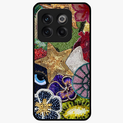 Cosmic Charm Shine Glass Case for 1+10T radiant front view featuring shimmering celestial artwork
