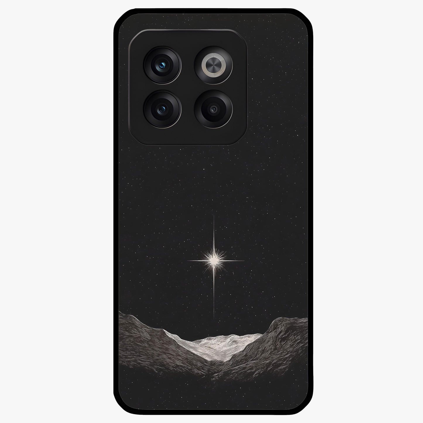 Cosmic Dream Night Glass Case for 1+10T dreamy front view featuring deep night sky artwork with glowing stars