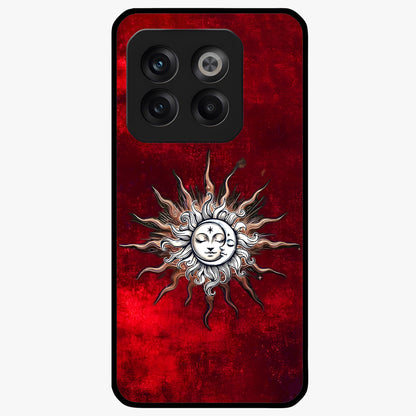 Cosmic Twin Eclipse Glass Case for 1+10T dramatic front view featuring dual eclipse artwork with deep space tones