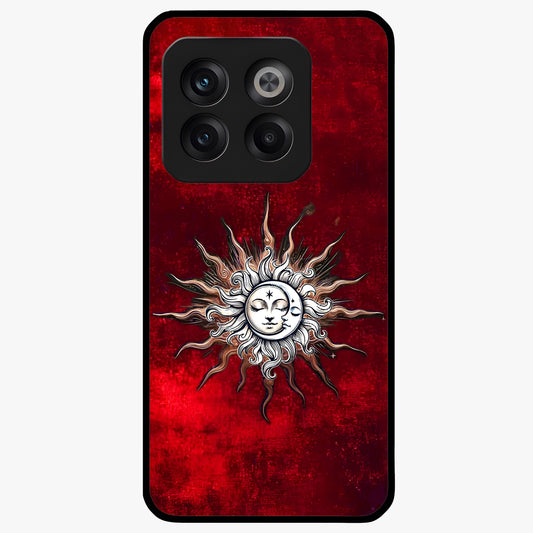Cosmic Twin Eclipse Glass Case for 1+10T dramatic front view featuring dual eclipse artwork with deep space tones