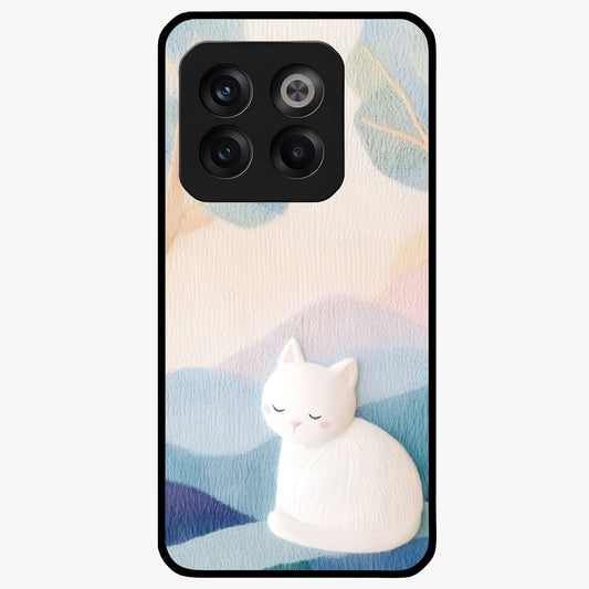 Cotton Dream Cat Glass Case for 1+10T soft front view featuring dreamy cat artwork in pastel tones