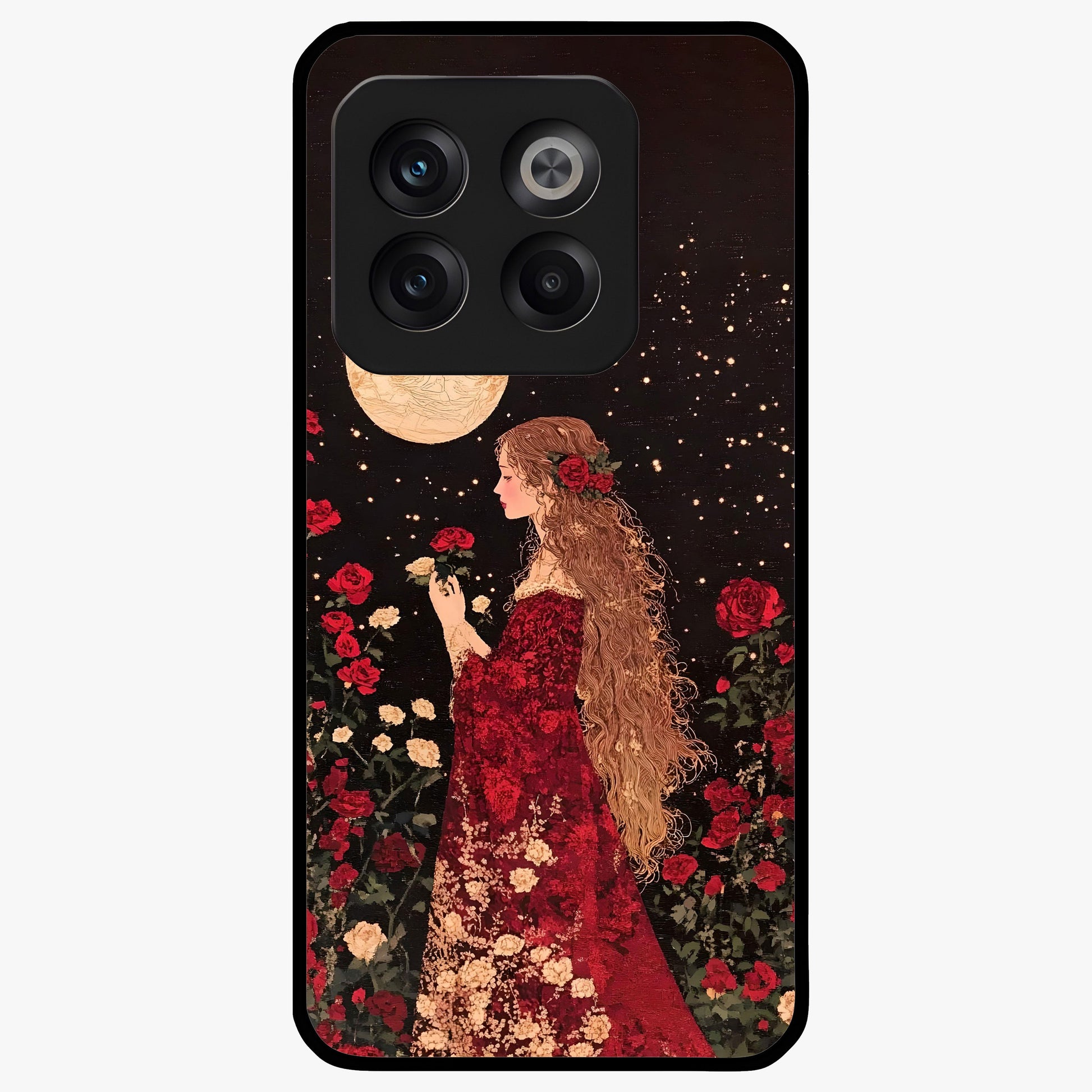 Crimson Dreams Glass Case for 1+10T elegant front view featuring rich red artistic artwork