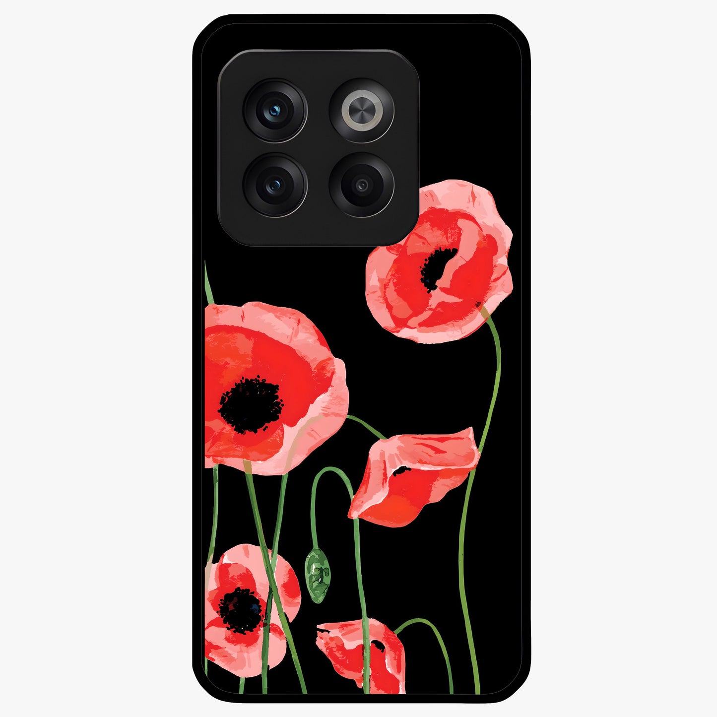 Crimson Garden Dream Glass Case for 1+10T romantic front view featuring rich red floral garden artwork