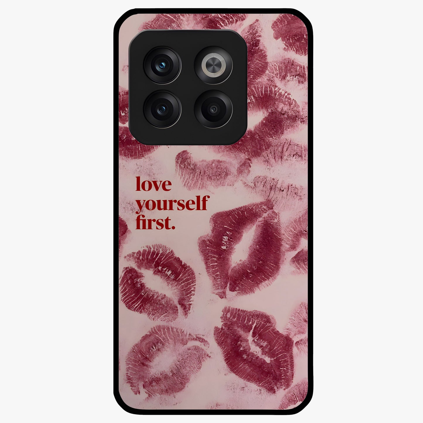 Crimson Kiss Love Glass Case for 1+10T romantic front view featuring bold crimson love inspired artwork