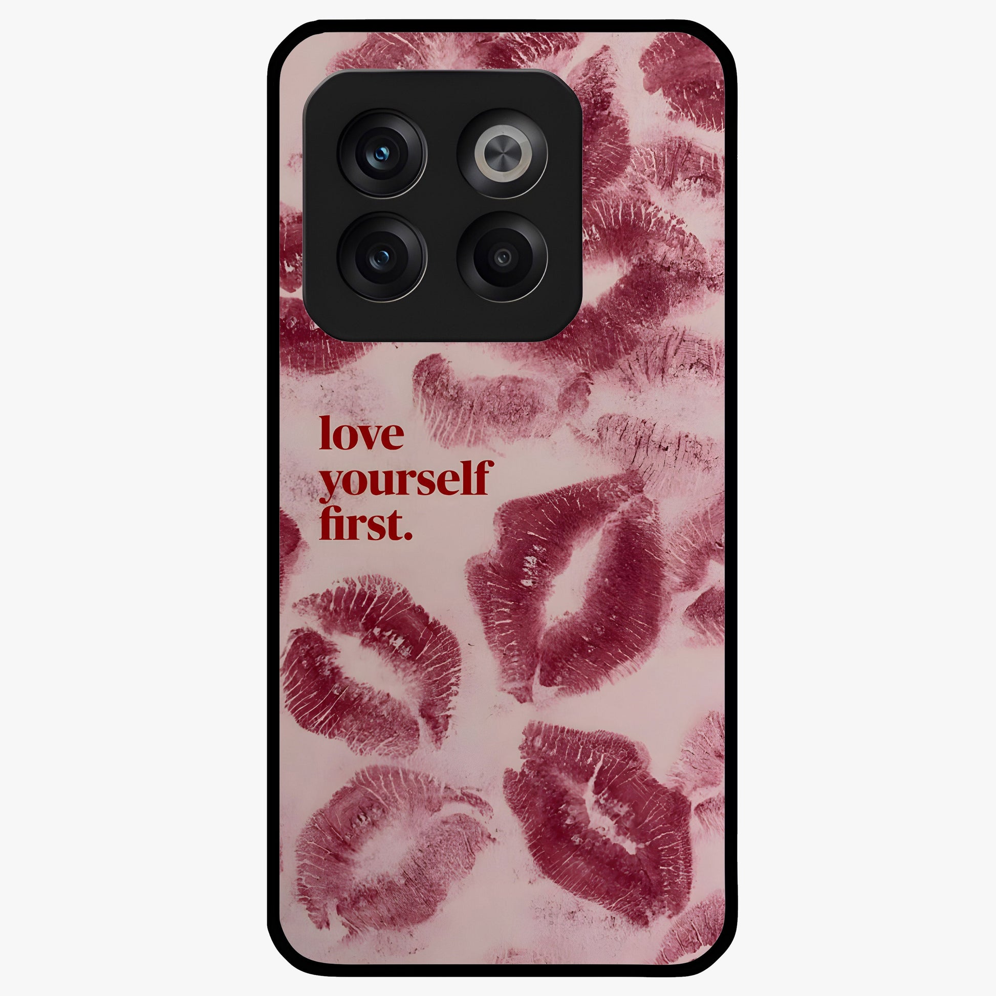 Crimson Kiss Love Glass Case for 1+10T romantic front view featuring bold crimson love inspired artwork