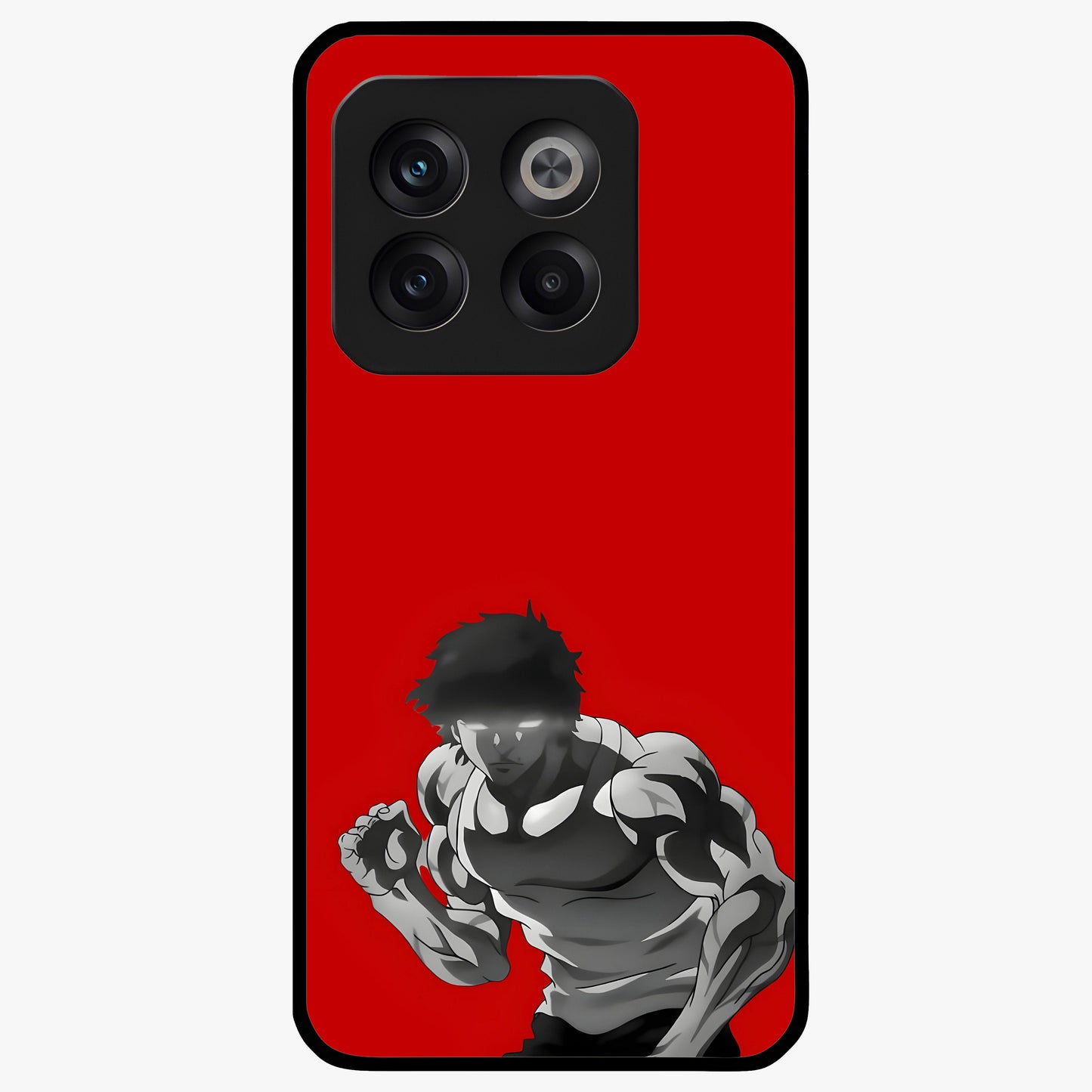 Crimson Power Rush Glass Case for 1+10T bold front view featuring dynamic red abstract motion artwork
