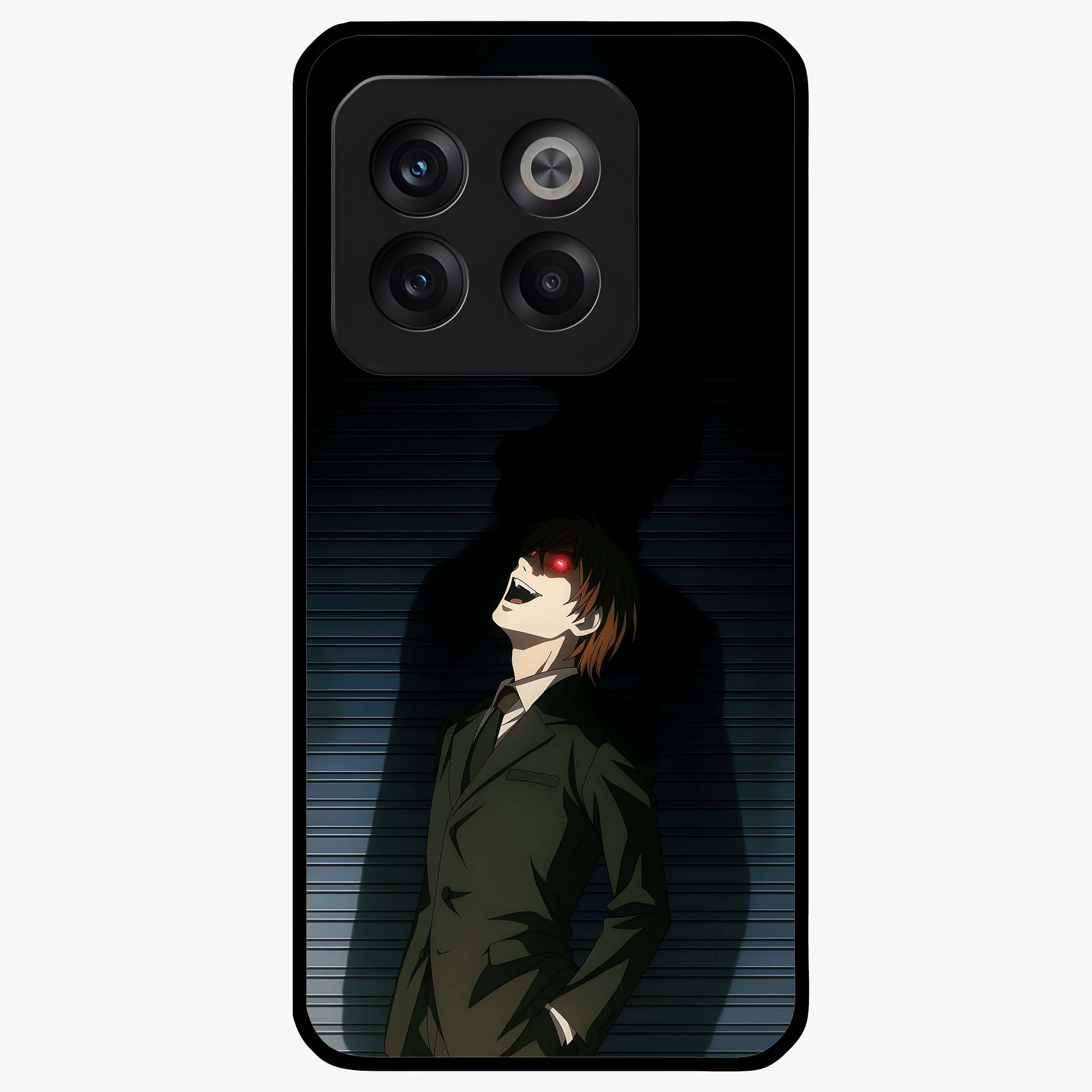 Crimson Shadow King Glass Case for 1+10T striking front view featuring bold shadow inspired crimson artwork