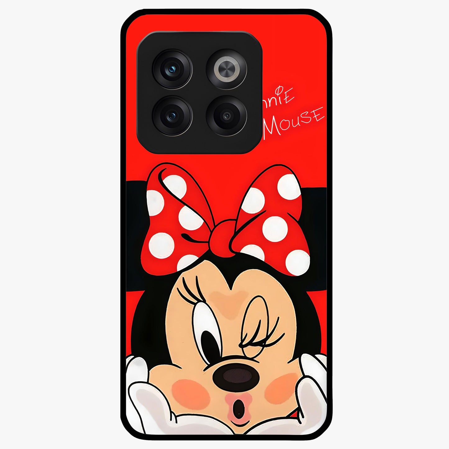 Cute Minnie Love Glass Case for 1+10T adorable front view featuring playful cartoon love themed artwork