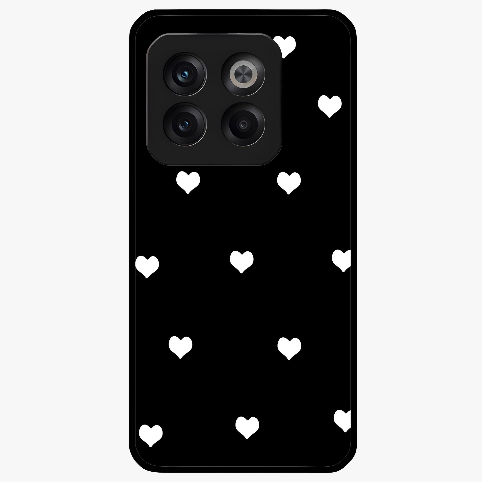 Cute Simple White Hearts Glass Case for 1+10T powerful front view featuring dark ascension themed artwork
