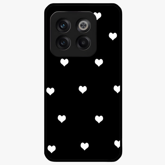 Cute Simple White Hearts Glass Case for 1+10T powerful front view featuring dark ascension themed artwork