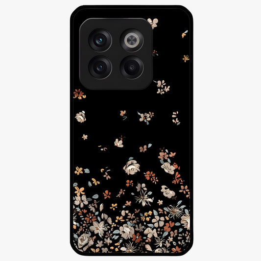 Dark Petal Aesthetic Glass Case for 1+10T elegant front view featuring moody floral artwork with deep tones