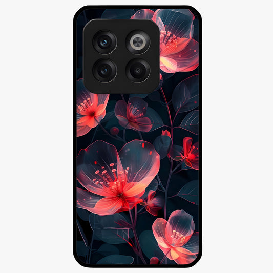 Dark Shade of Flower Glass Case for 1+10T artistic front view featuring floral artwork in deep shadow tones