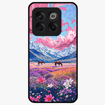 Dreamy Floral Pastures Glass Case for 1+10T soft front view featuring pastel floral meadow artwork