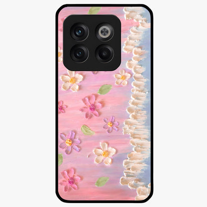 Dreamy Painted Garden Glass Case for 1+10T artistic front view featuring hand painted floral garden artwork